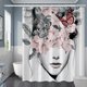 thumbnail image 4 of Cortina de ducha floral para mujer, cortina de ducha estética, flor rosa, mariposa, bosquejo, cortina de baño, tela blanca, impermeable, decoración de baño Curt, 4 of 5