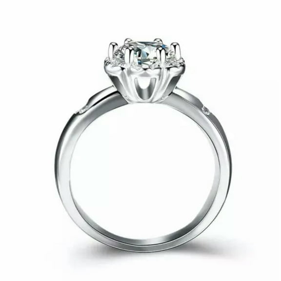 Elegant AAA Round CZ Wedding Flower Band 925 Silver Womens Stylish Ring Size 4-9