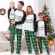 thumbnail image 2 of Pijamas familiares a juego de Navidad, diseño exclusivo, patrón colorido, Feliz Navidad, conjunto de pijamas a cuadros verdes, 2 of 3