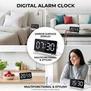 VOLIVO Digital Alarm Clock, USB Charging, Dual Alarms, Dimmable Backlight, Mirror Function, Snooze, Date and Temp Display for Bedroom