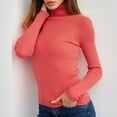 thumbnail image 6 of Dyfzdhu Turtleneck Sweaters for Women Slim Fit Lightweight Long Sleeve Undershirt Warm Knitted Pullover Red, 6 of 9
