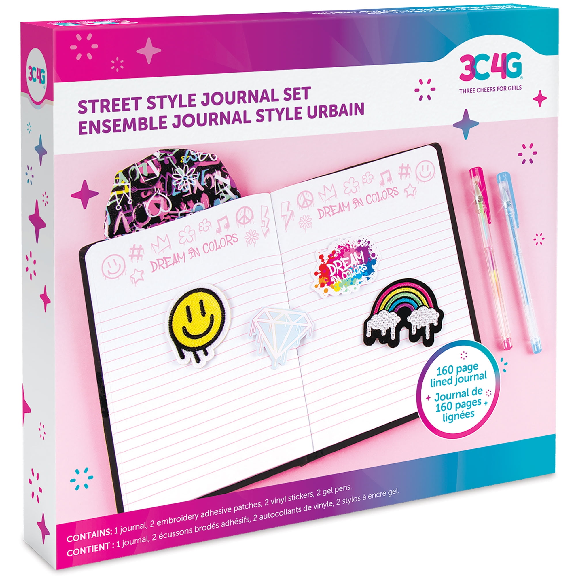 Three Cheers For Girls: Street Style Journal Set - 7 Piece Set, 160 Page Lined Journal, Hoodie Style Cover, Includes 2 Patches, 2 Stickers, 2 Gel Pens, Tweens & Girls 6+