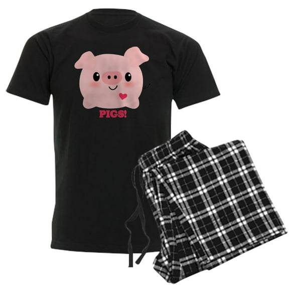 CafePress - Kawaii I Love Pigs Men's Dark Pajamas - Men's Dark Loose Fit Cotton Pajama Set