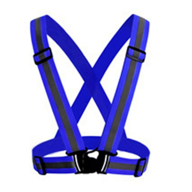 Adjustable V-shape Reflective Safety Vest Luminous Elastic Belt for Night Running Cycling Sports Outdoor Clothes blue