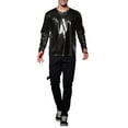 thumbnail image 2 of INSPIRE CHIC Men's T-Shirts Round Neck Long Sleeve Shiny Top 2XL Black, 2 of 7
