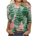 thumbnail image 2 of Awdenio Womens Fashion Tops, Women's Fashion Three Quarter Sleeve Retro Round Neck Easter Printed Loose Tops Blouse, 2 of 4