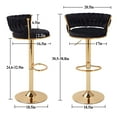 thumbnail image 3 of VECELO Bar Stools Set of 2, Modern Velvet Barstool with Woven Back & Footrest, 360° Swivel Adjustable Counter Height Bar Chairs for Kitchen Island Pub, Black, 3 of 12