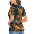 thumbnail image 3 of Xecao Surreal Meditating Cat for Women's V-Neck T-Shirts-Elegant Half-Sleeve Tops Perfect for Summer-XX-Large, 3 of 5