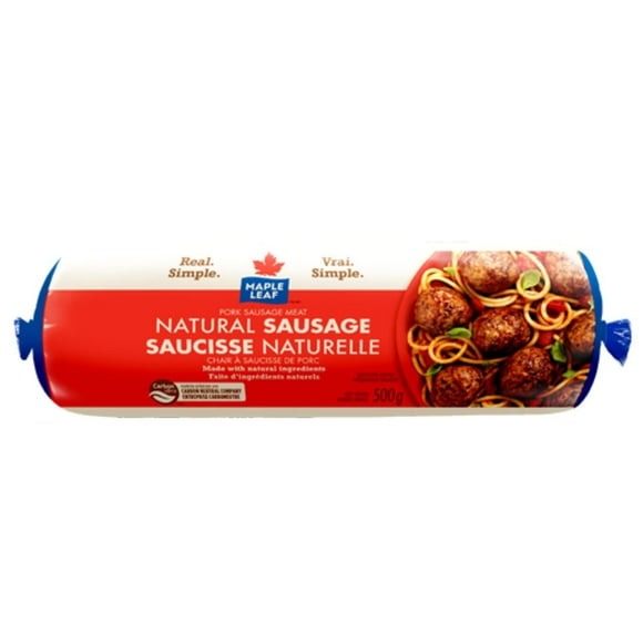 Maple Leaf Natural Ground Pork Sausage Meat, 500 g