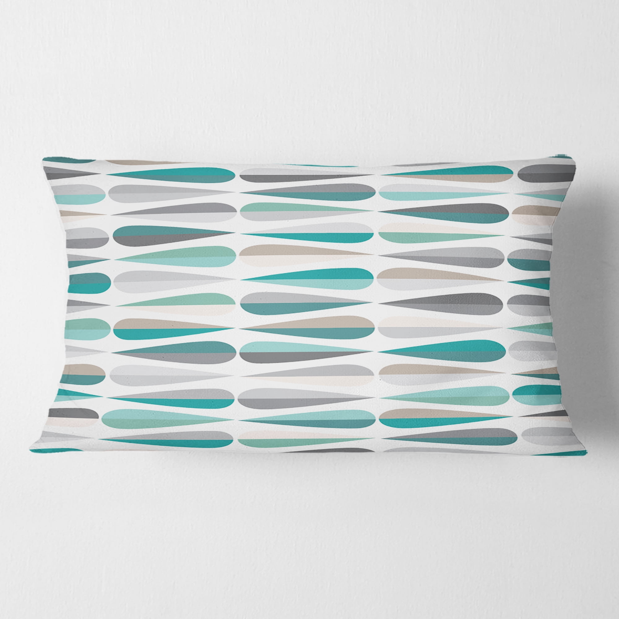 Designart Retro Abstract Drops III' Mid-Century Modern Throw Pillow - 12x20