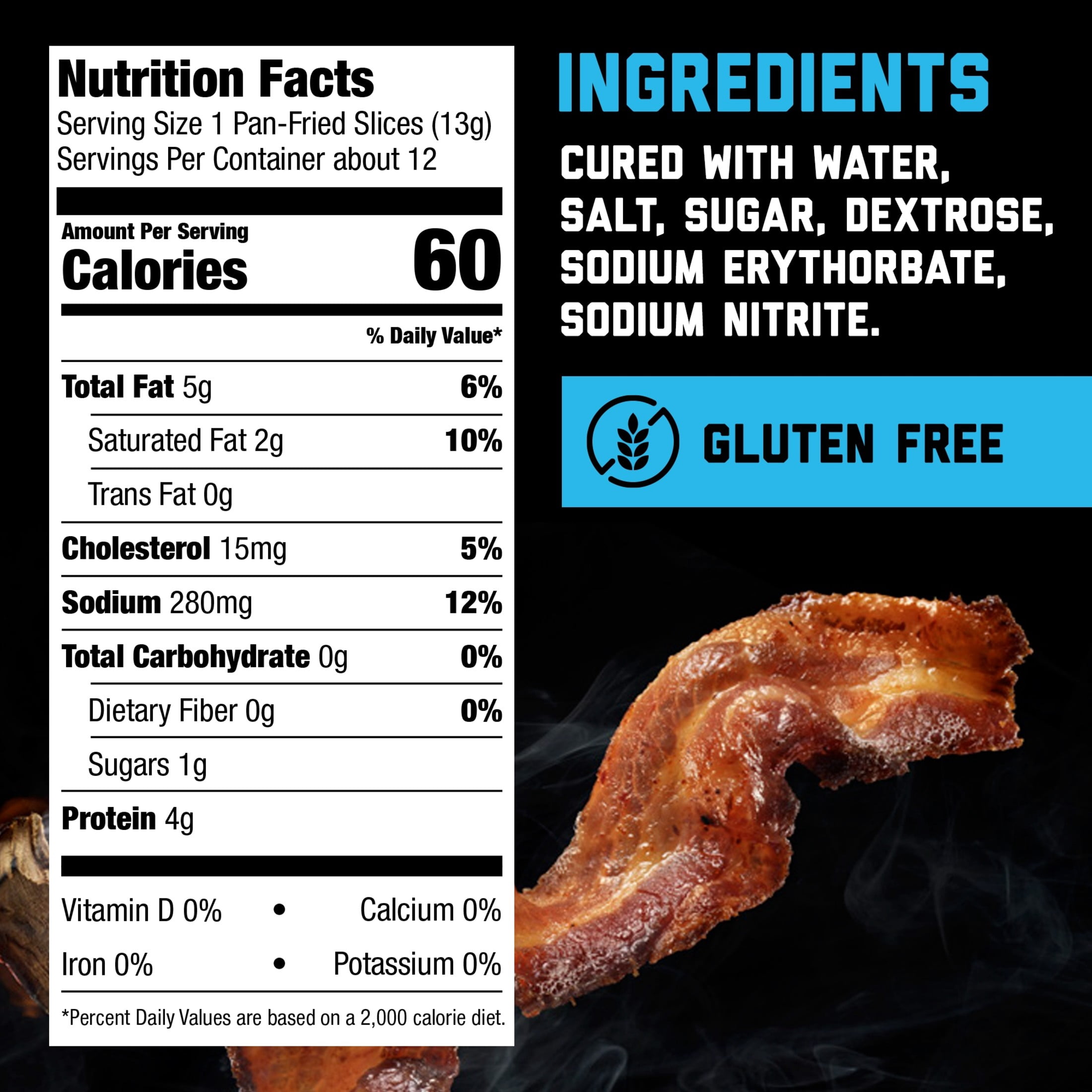 HORMEL BLACK LABEL Bacon, Thick Cut, Gluten Free, Refrigerated, 16 oz Plastic Package