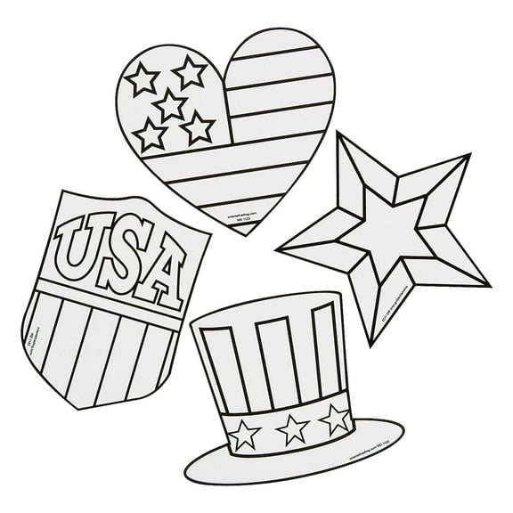 Fun Express Color Your Own Patriotic Suncatchers - 24 Pieces