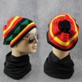 thumbnail image 1 of Winter Unisex Thick Fluffy Sleeve Cap Knitted Hat Multicolor Stripe Rainbow Hat, 1 of 8