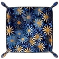 thumbnail image 2 of Women Girls Leather Square Dish Trinket Plate Jewelry Tray, Golden Blue Flower Pattern Flag Mothers Day Birthday Gift, 20.5x20.5cm, 2 of 6