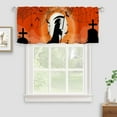 thumbnail image 2 of Halloween Fall Kitchen Decor Curtains, Spider/Spider Web/Spooky/Bats Printed Short Tier Curtains for Kitchen Cafe Small Half Window Curtains for Bathroom, 54 X 18 Inch, 2 of 6