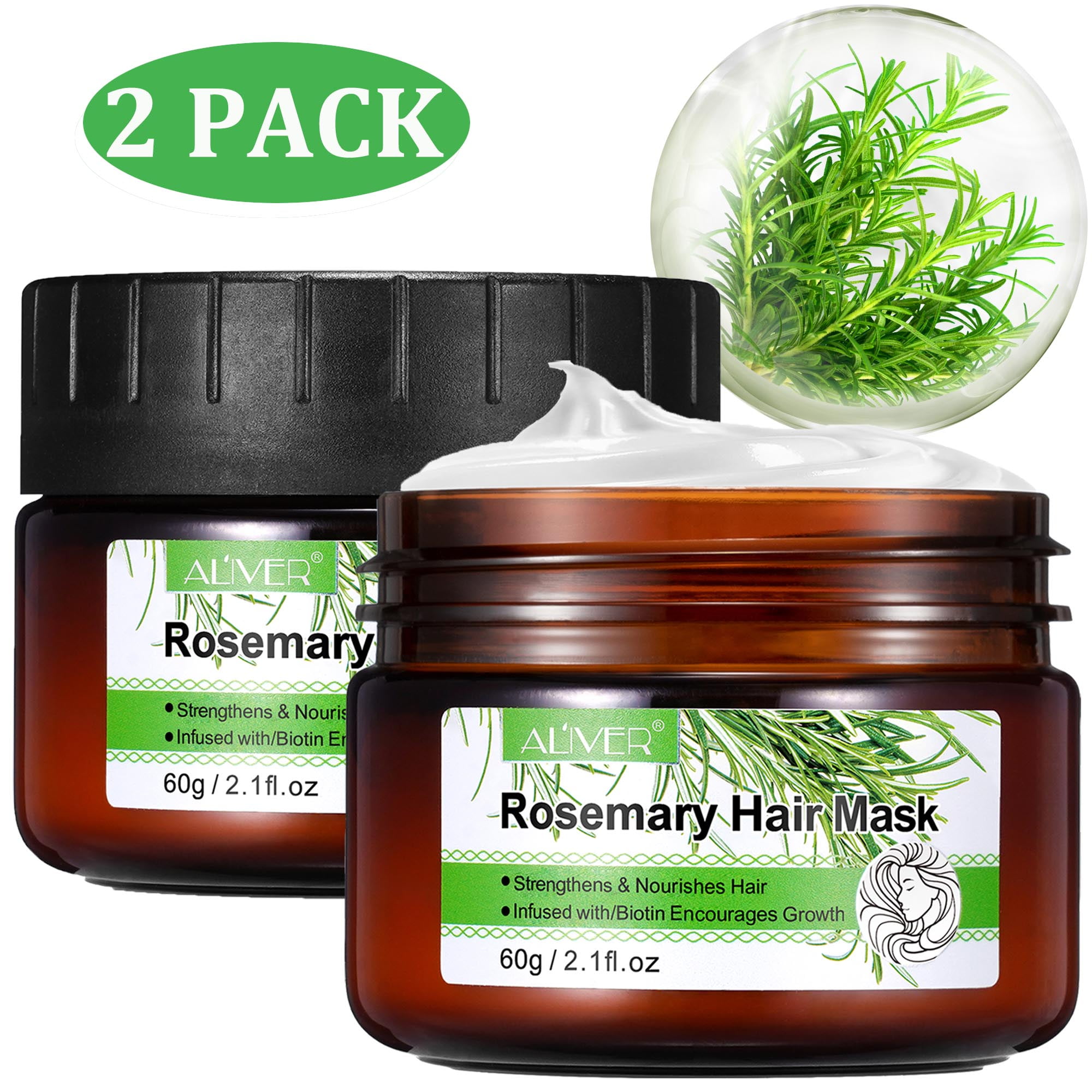 Aliver Rosemary Hair Mask 2Pack,Hair Masque Helps Strengthen, Hydrate