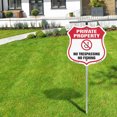 thumbnail image 5 of Private Property Shield Sign No Trespassing No Fishing (2 Pack) 12 inch X 12 inch Shield Shaped Rust-Free Aluminum Metal Signs with Aluminum Mounting Stakes Weather Resistant for, 5 of 8