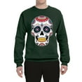 thumbnail image 2 of Wild Bobby Day Of The Dead Sugar Skull Pop Culture Unisex Crewneck Graphic Sweatshirt, Forest Green, X-Large, 2 of 5