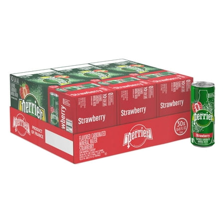 Perrier Strawberry Flavored Carbonated Mineral Water, 8.45 fl oz. Slim Cans (30 (Best Mineral Water To Drink)