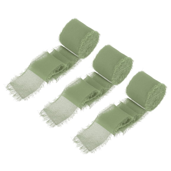 Uxcell Chiffon Ribbon, 1.5"x7 Yard Silk Ribbon Dusty Green Tulle Satin Fabric Ribbon for Gift Wrapping,3pcs