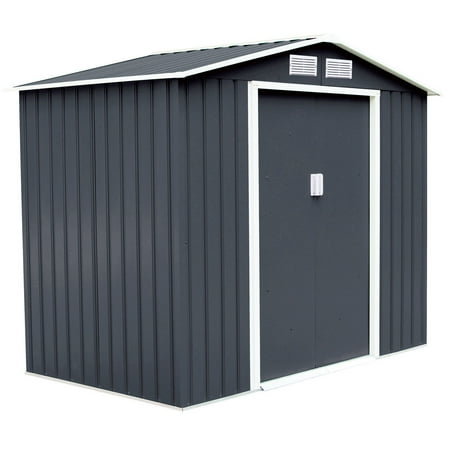 gymax outdoor garden storage shed tool house sliding door