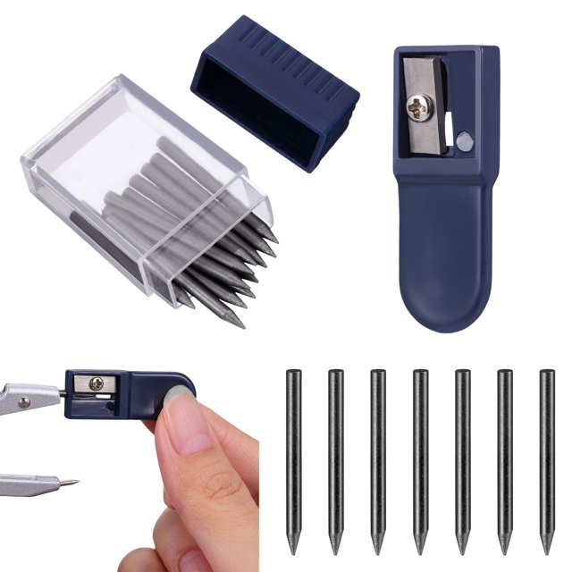 Minkissy 1 Set Thick Lead Refill for Compass Compass Core Blacklead with Sharpener for Stationery Use