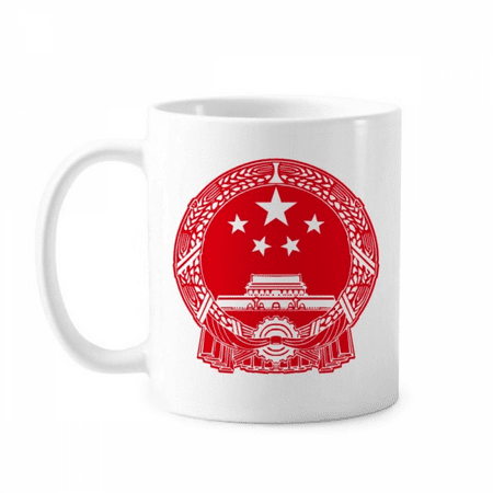 

Chinese National Emblem Red Symbol Mug Pottery Cerac Coffee Porcelain Cup Tableware