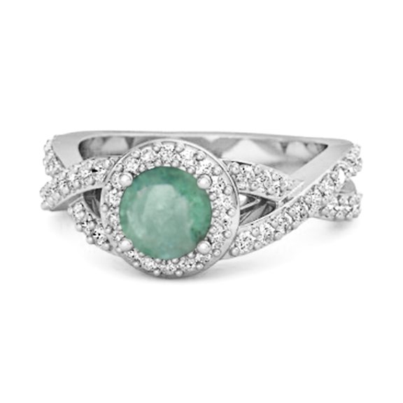 Solitaire Accents 3.37 Ct Emerald 925 Sterling Silver Infinity Mother's Day Gift Ring