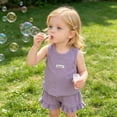 thumbnail image 7 of KPOPLK Toddler Girl Clothes 2 Piece Summer Teen Girls Sleeveless Top Dress and Leggings Shorts Set Kids Summer Outfits(5-6 Years,Purple), 7 of 7