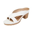 thumbnail image 2 of UDAUDU Women's Chunky Heel Sandals Arch Support Orthopedic Shoes 2026 Summer Comfort Slip-On Wedge Flip Flops Casual Party Vacation Beach Wedding Heeled Shoes White, 2 of 6