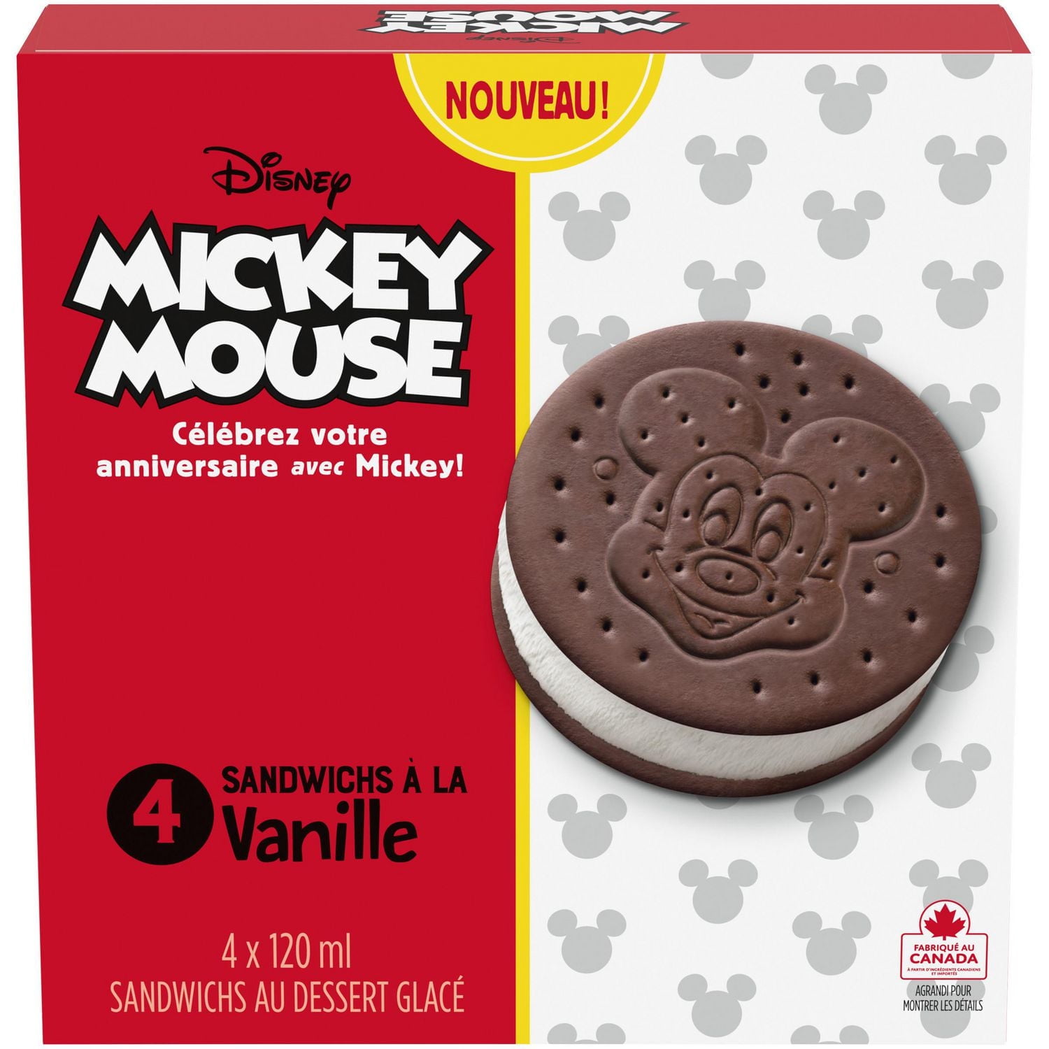 Disney Mickey Mouse Frozen Dessert Sandwiches 4 x 120 ml