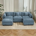 thumbnail image 5 of Domicare Modern 3 Seater Sectional Sofa with 2 Ottomans, Sofas for Living Room, Living Room Furniture，Blue, 5 of 9