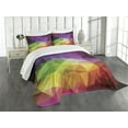 thumbnail image 3 of Ambesonne Colorful Quilted Bedspread Set 3 Pcs, Geometry Shape Polygon, Queen Size, Multicolor, 3 of 5