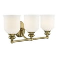 thumbnail image 3 of Warm Brass Three Light Bath Bar from the Melrose Collection, 3 of 6