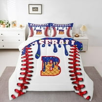 Manfei Personalized Initial B 3-Piece Full Size Comforter Sets for Boys Girls Teens,Sport Baseball Print Bedding Comforter Set,Abstract Splash Lightweight Bedding Sets,Luxury Bedroom Decor