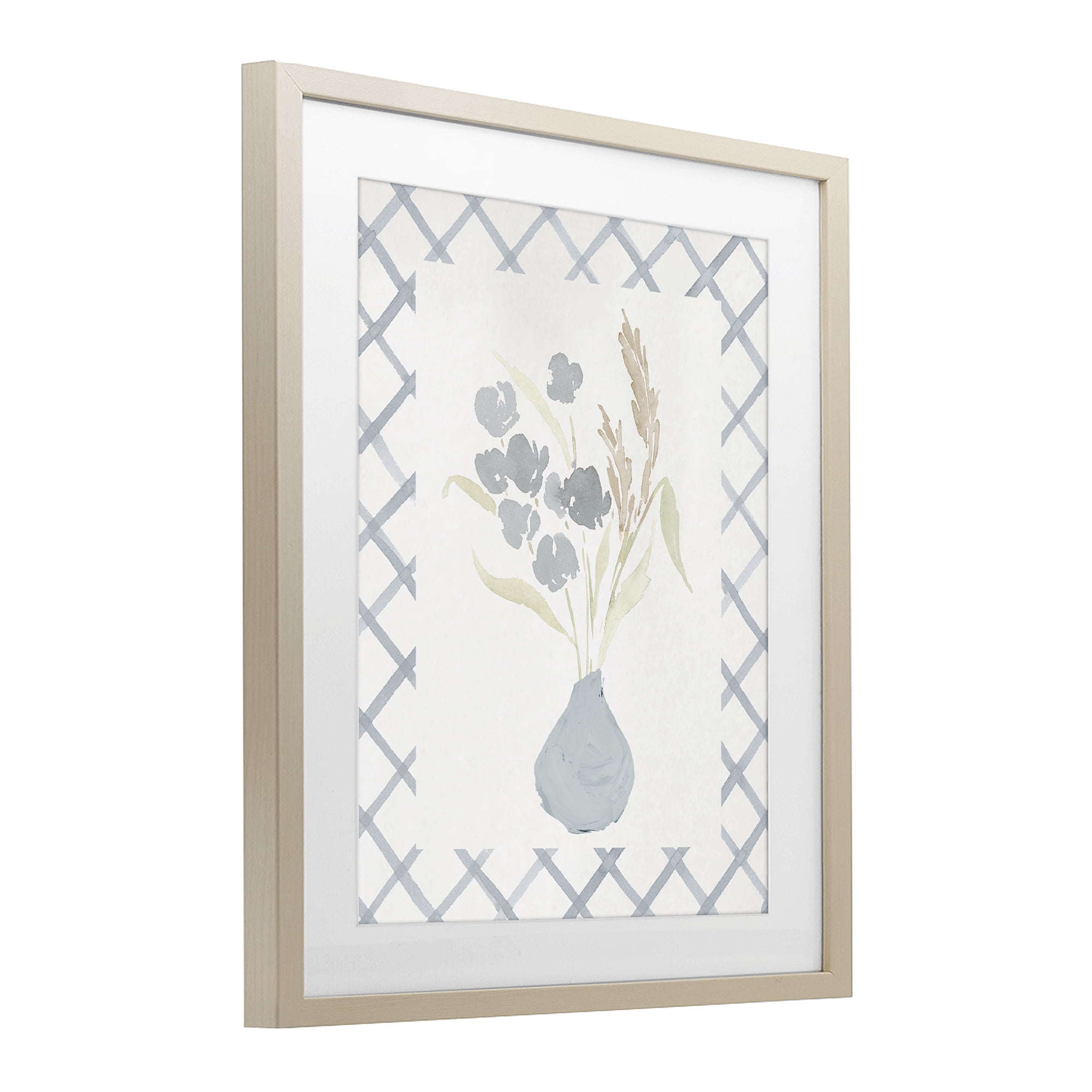 Stupell Industries Muted Blue Anna Bouquet Birch Framed Print Under Glass, design by Lucille Price