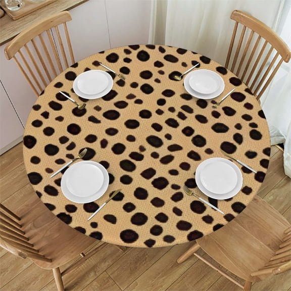 HAOXIT Leaves Round Fitted Tablecloth with Elastic Edged Table Cover Round Table 31-35