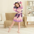 thumbnail image 3 of FORMRS Niños Bathrobe Unisex Hooded Robe Soft Plush Pajamas Sleepwear, Size 4-6T, Pixel Floating Hearts, 3 of 7