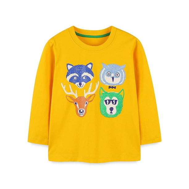 Gibobby ropa Niños blusas Niño Niño Sudaderas Cuello Redondo Manga Larga Algodón Gráfico Top Suéter Camisas(Amarillo, 4-5 Años)