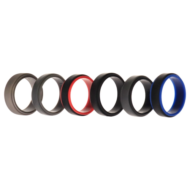 Juego de anillos escalonados de boda de silicona de 2 capas - Negro por ROQ para hombres - Anillo de 6 x 10 mm