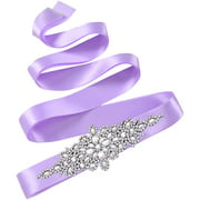 SHIJI65 Women's Rhinestone Wedding Belt, Sparkly Silver Diamond Ribbon Bridal es Sash Belt