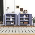 thumbnail image 6 of Multipurpose Lockable Accent Cabinet Locker with Glass and Metal Doors, 3-Tier Organizer with 2 Adjustable Shelves, for Home, Entryway and Hallway Purple, 33"H x 29.5"W x 13.8"D, 6 of 9