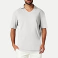 thumbnail image 2 of TAGOLD Mens Summer Short Sleeve Turndown collar Blouse & Shirt Solid Color Casual Top, 2 of 5