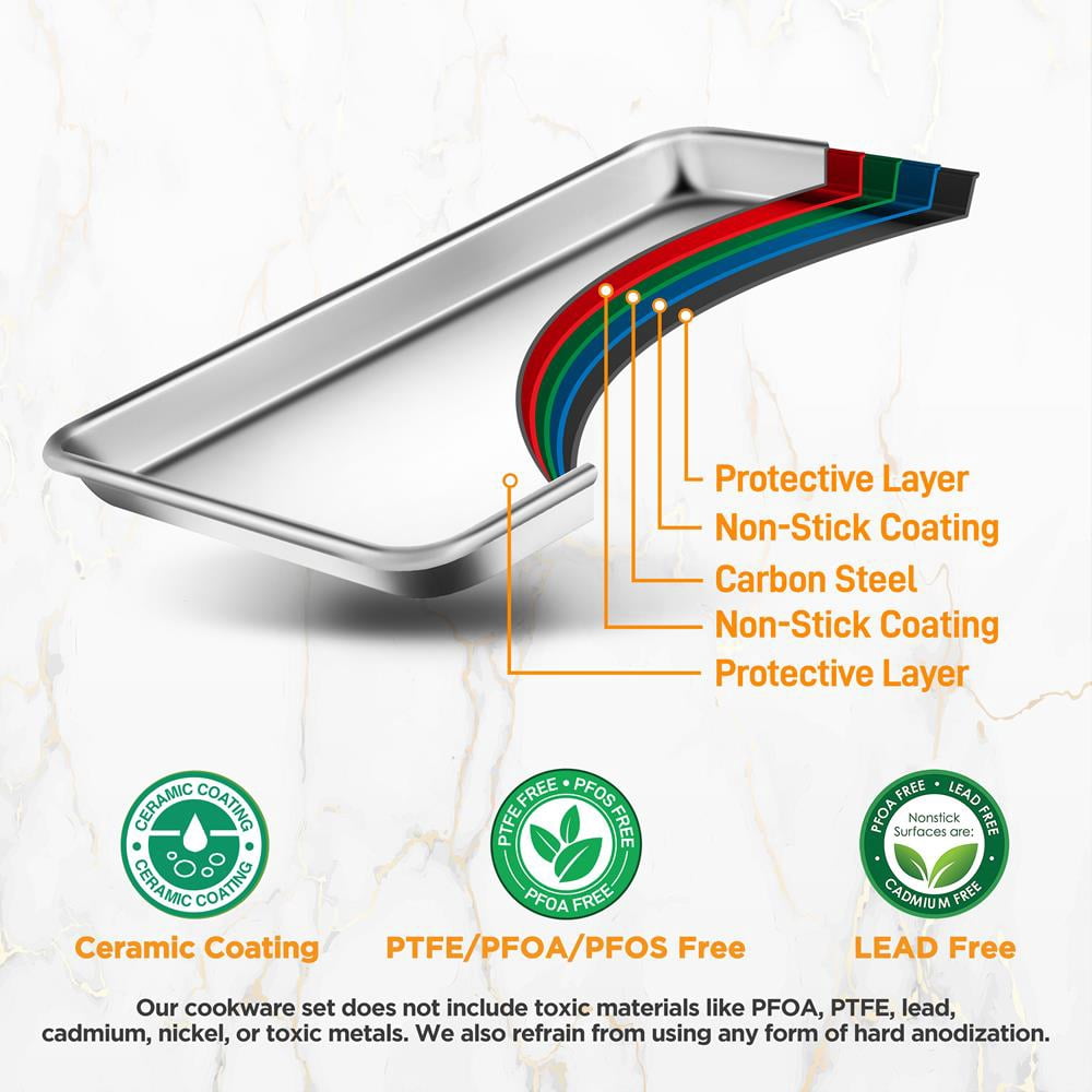 NutriChef Non-Stick Baking Sheets, Cookie Pan Aluminum Bakeware with Cooling Rack