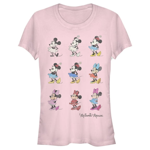Junior's Mickey & Friends Evolution of Minnie Mouse Graphic Tee Light Pink Large