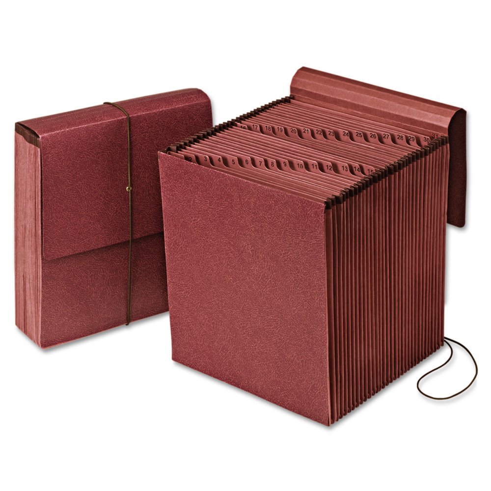 Pendaflex Vertical Indexed Expanding File, 131, 31 Pockets, Red Fiber