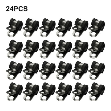 12/24Pcs Brake Line Clamp Rubber Lined P Clamp 3/16" (4.7mm) Wire for Attaching Brake Tube to Chassis ( Screw Or Rivet Through