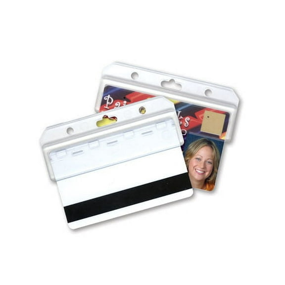 ID Avenue Horizontal ID Holder, Half Card Swipe Access Holder & Hard Plastic ID Badge Holder