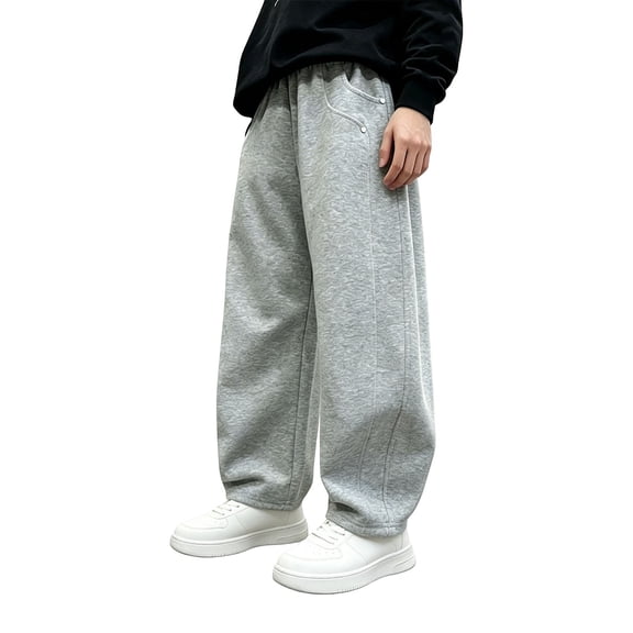 Boys Wide Leg Sweatpants Teen Baggy Joggers Pants with Pockets for Youth Straight Leg Open Bottom Athletic Sweat Pants Sports
