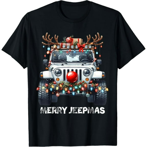 Merry Jeepmas Off-Road Christmas Unisex T-Shirt, up to Size 5XL